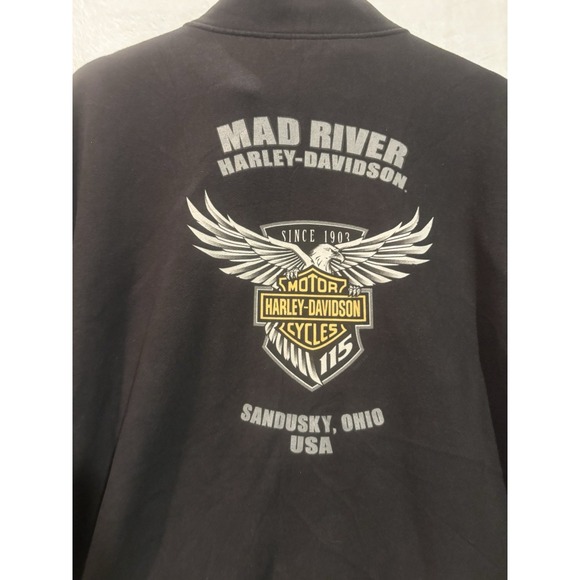 Vintage Harley Davidson Hoodie Black Mens XL Zip Mad River Sandusky OH Biker - Picture 7 of 12